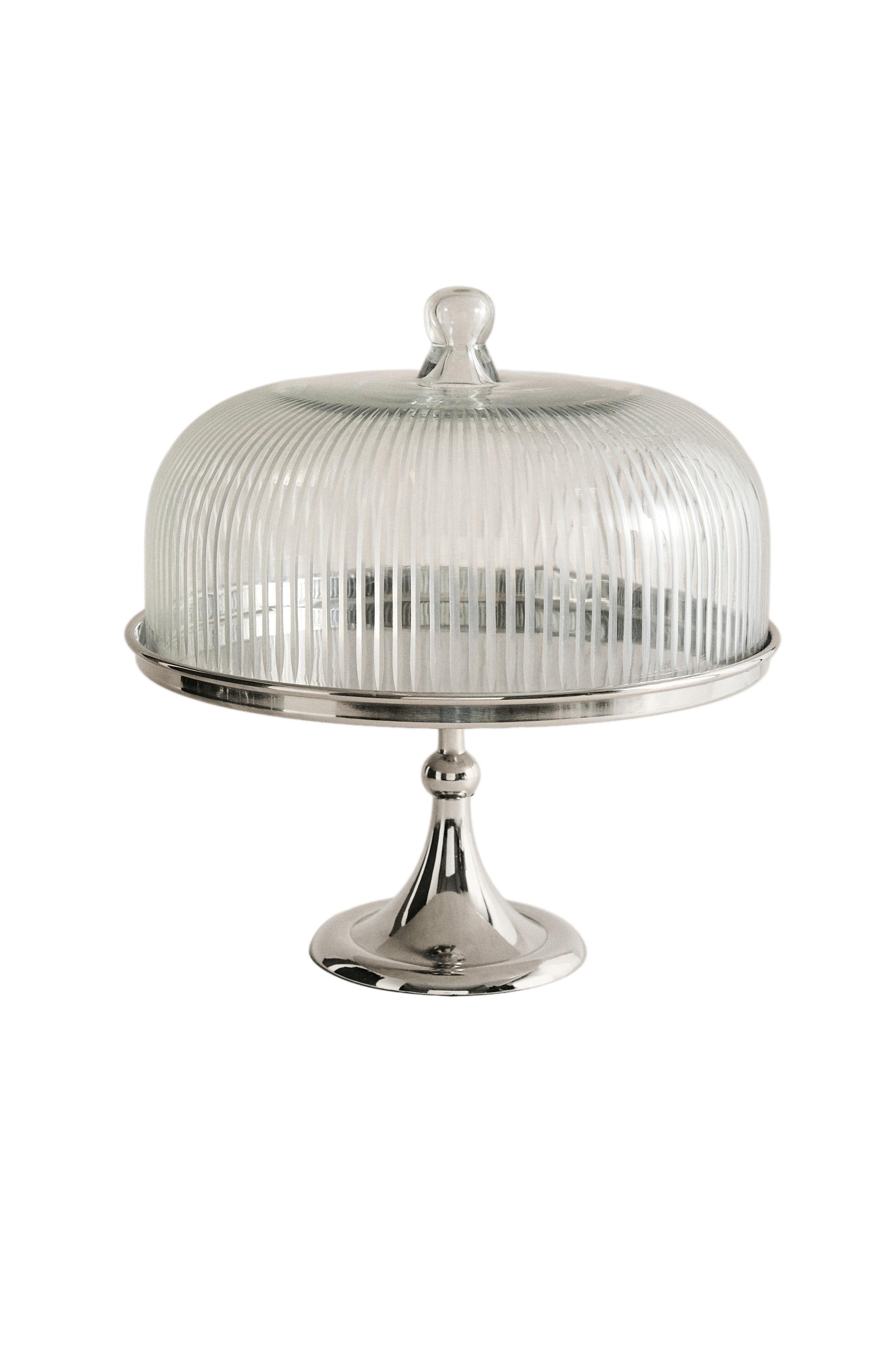 STAINLESS STEEL GLASS CAKE DISH - Silver | ZARA United States