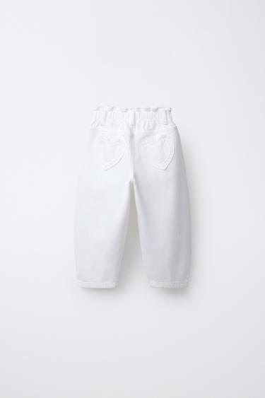BAGGY PAPERBAG JEANS - Oyster-white by Zara