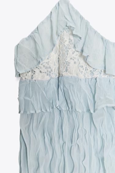 TOP À VOLANTS EFFET PLISSÉ - Bleu pastel de Zara - Image 7