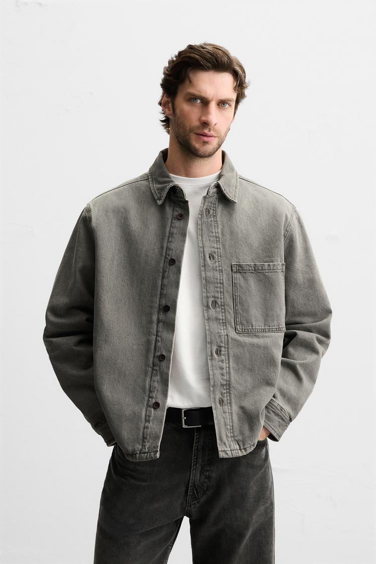 DIESEL☆グレー デニムシャツ 長袖 2ポケット（ユーズドデニム シャツ 