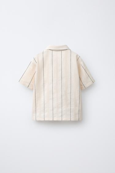 CHEMISE TEXTURÉE À RAYURES - Écru de Zara - Image 1