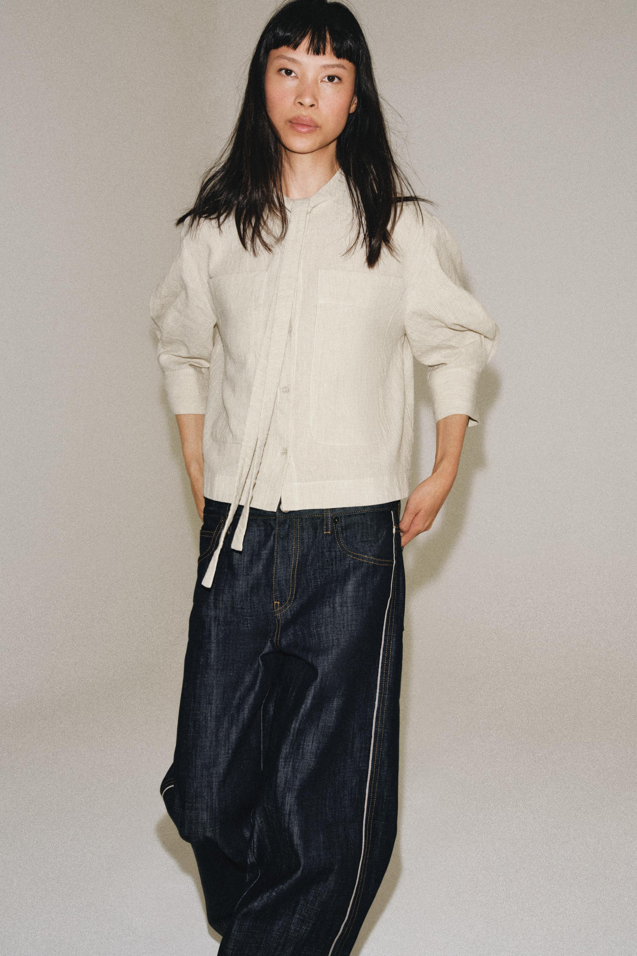 CHEMISE À NŒUD EN LIN ZW COLLECTION