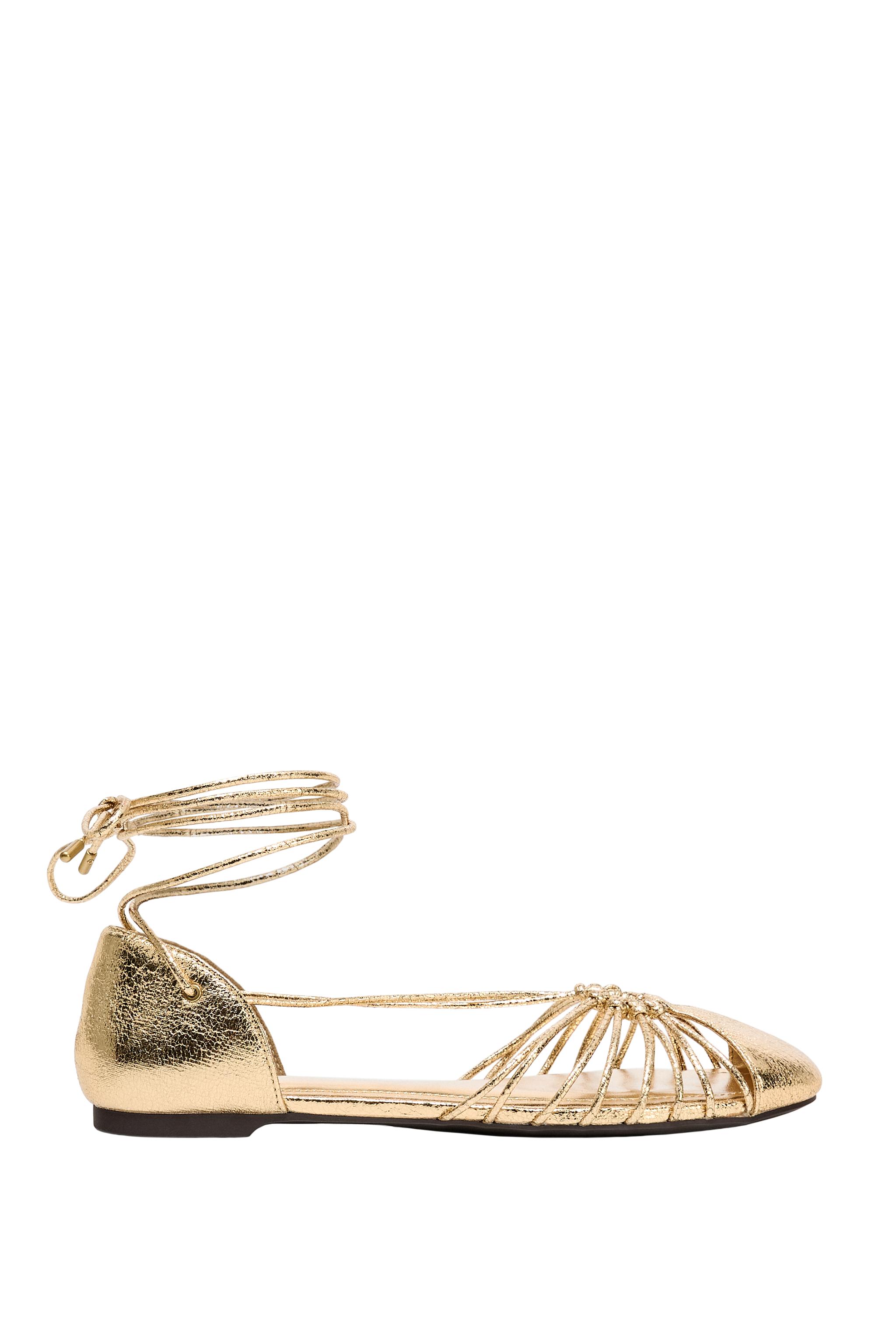METALLIC LACE-UP FISHERMAN SANDALS - Gold | ZARA United States