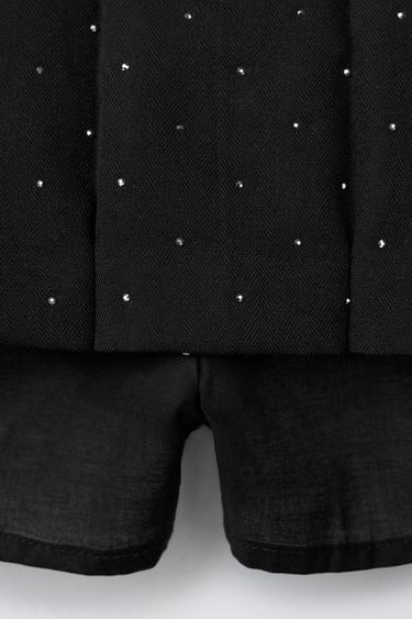 RHINESTONE BOX PLEAT BERMUDA SKORT - Black by Zara - Image 3
