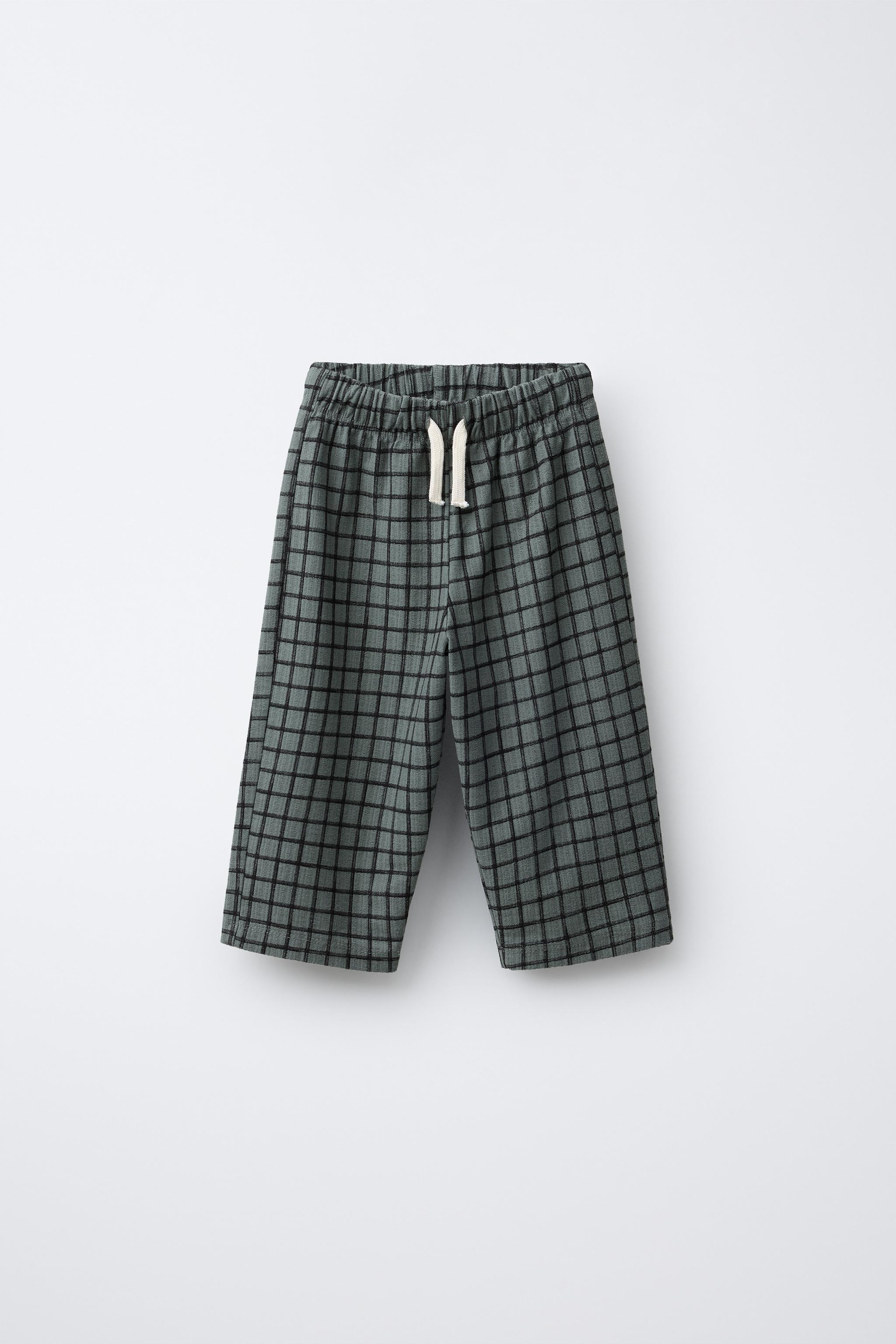 CALÇA RETA XADREZ - ESVERDEADO | ZARA Brasil