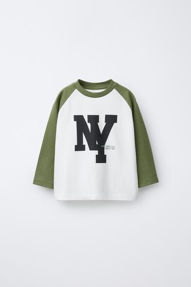 CAMISETA MANGA RANGLÁN VARSITY - Verde de Zara
