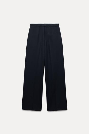 ÇİFT BEL BANTLI WIDE LEG PANTOLON_3