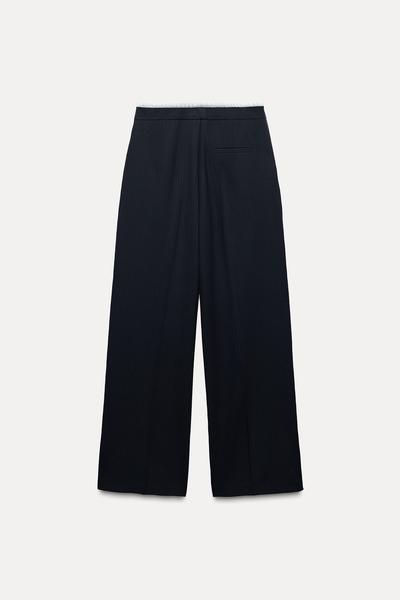ÇİFT BEL BANTLI WIDE LEG PANTOLON_3