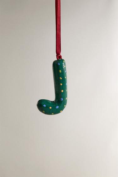 LETTER J CHRISTMAS TREE DECORATION - Green by Zara - Image 0