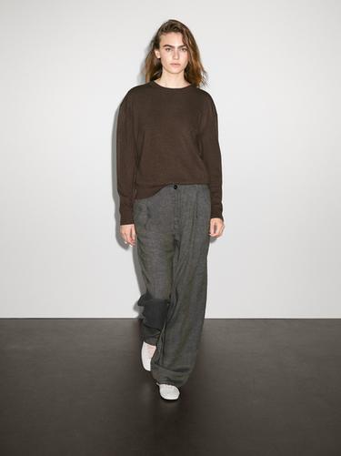 Jersey cuello redondo 100% cashmere - Marrón de Zara - Imagen 0