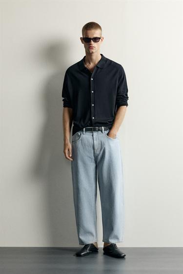 TAPERED WIDE-LEG JEANS - Light blue by Zara