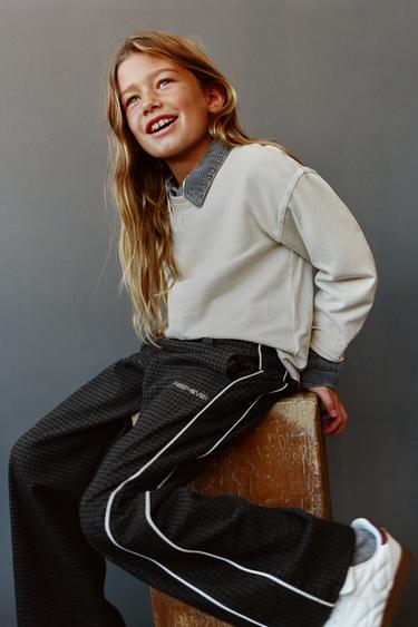 CHECK TROUSERS WITH DOUBLE WAISTBAND - Dark anthracite by Zara