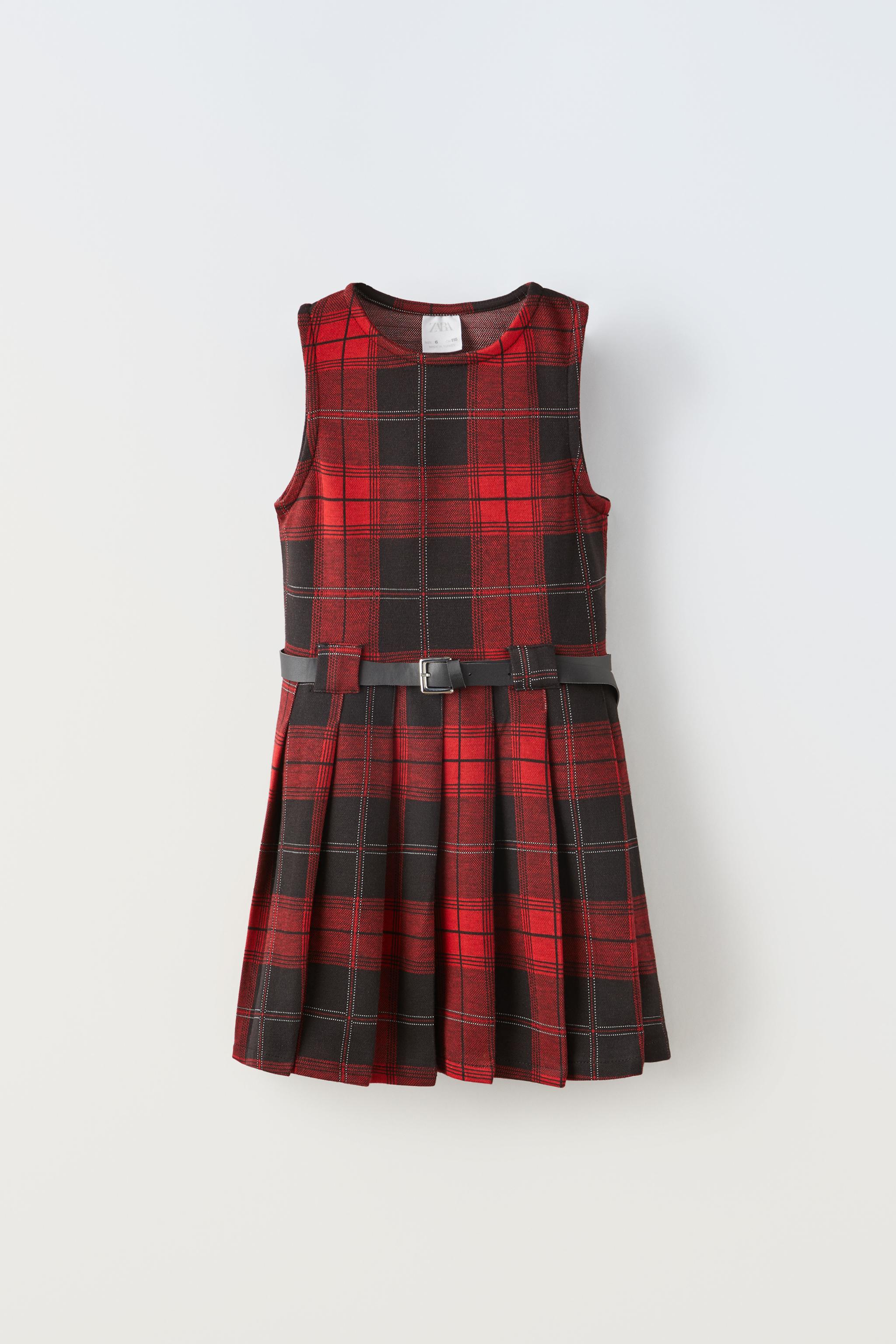 Red check hot sale pinafore dress