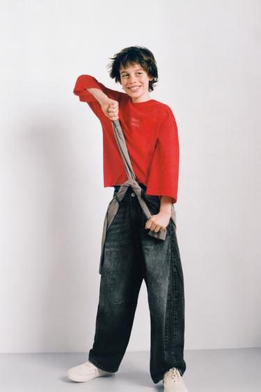 SLOGAN T-SHIRT - Red by Zara