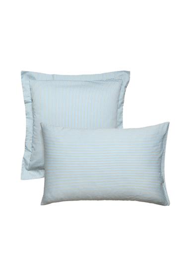 FUNDA ALMOHADA SATÉN RAYAS LAVADO (300 HILOS) - Azul de Zara