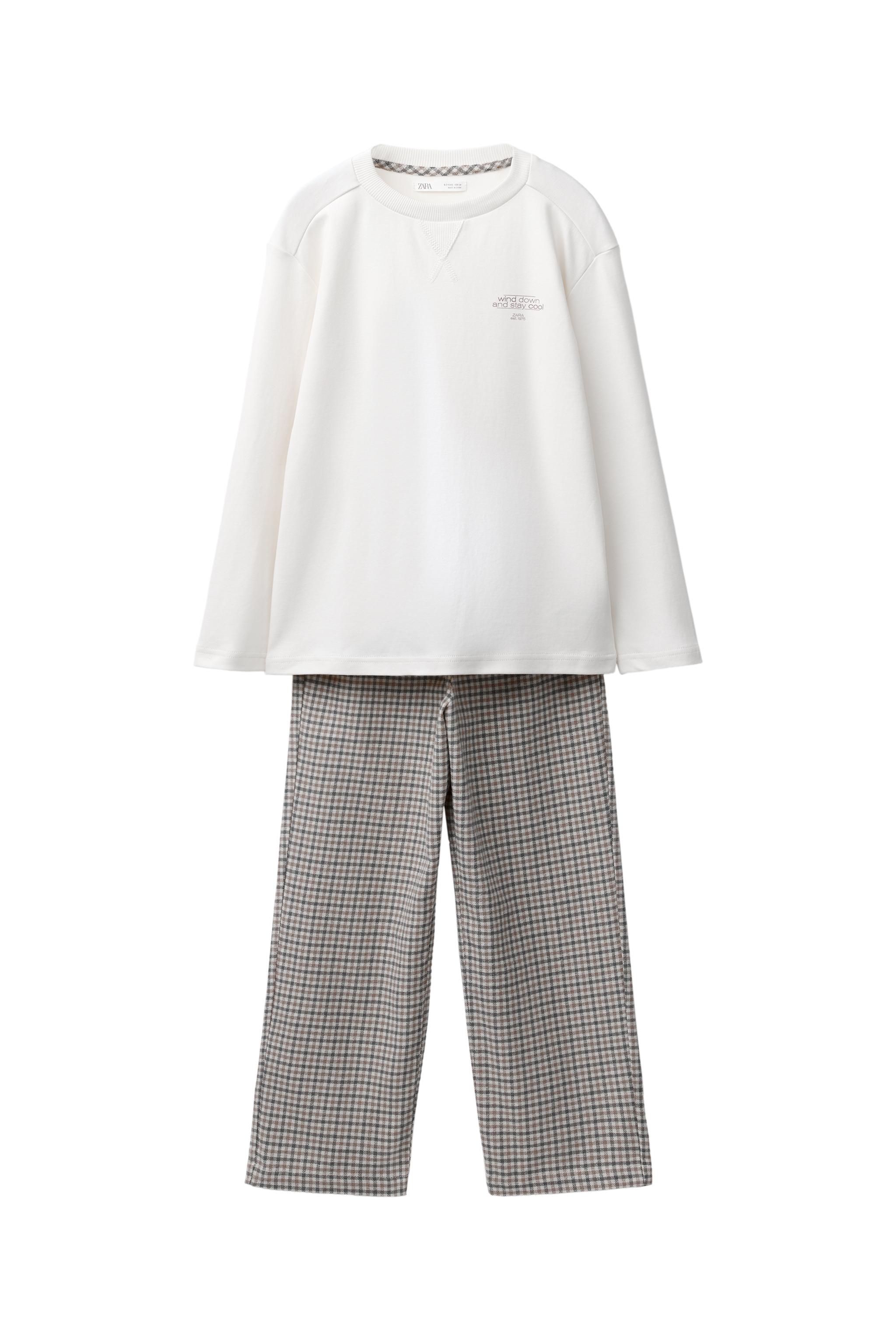 msts様 6-14 ANOS/ PIJAMA XADREZ COMBINADO - castanho | ZARA Brasil