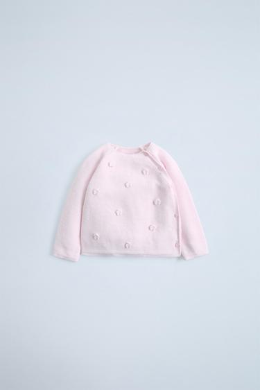 KNIT FLORAL SWEATER - Pale pink by Zara - Image 0