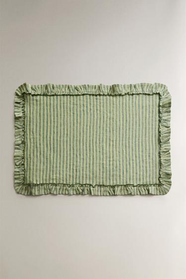 LINEN PLACEMAT WITH RUFFLE TRIM - Green by Zara