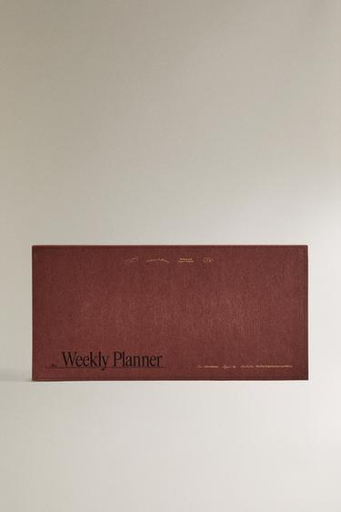 WEEKLY PLANNER WITH GOLDEN RIMS - Burgundy by Zara