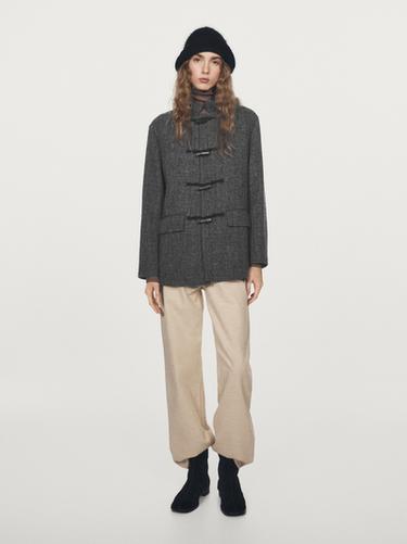 Zara Mid-length coat with horn toggle - Gray