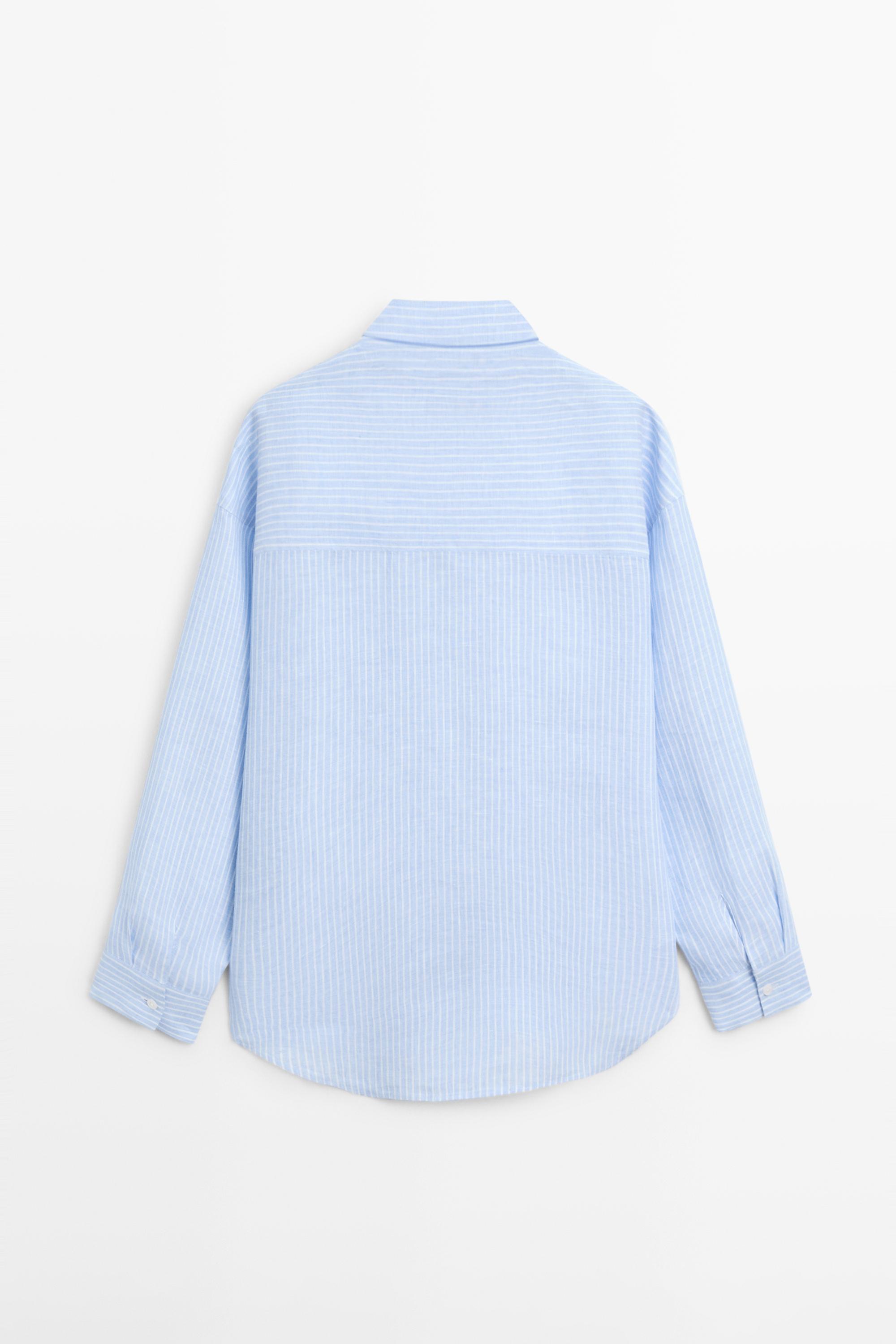 Flowing striped 100% linen shirt