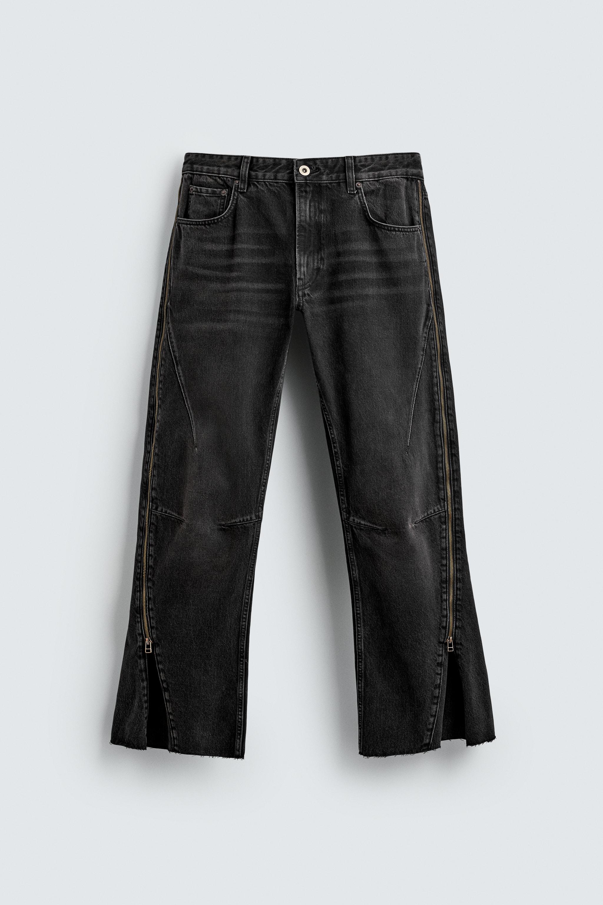 FLARE FIT ZIPPER JEANS - Brown | ZARA United States