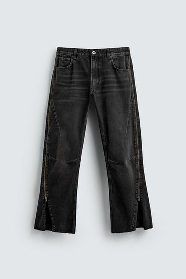 FLARE FIT JEANS WITH ZIPS - Charcoal by Zara