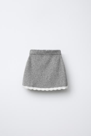 JUPE EN MAILLE LISERÉS CROCHET - Gris moyen de Zara - Image 1