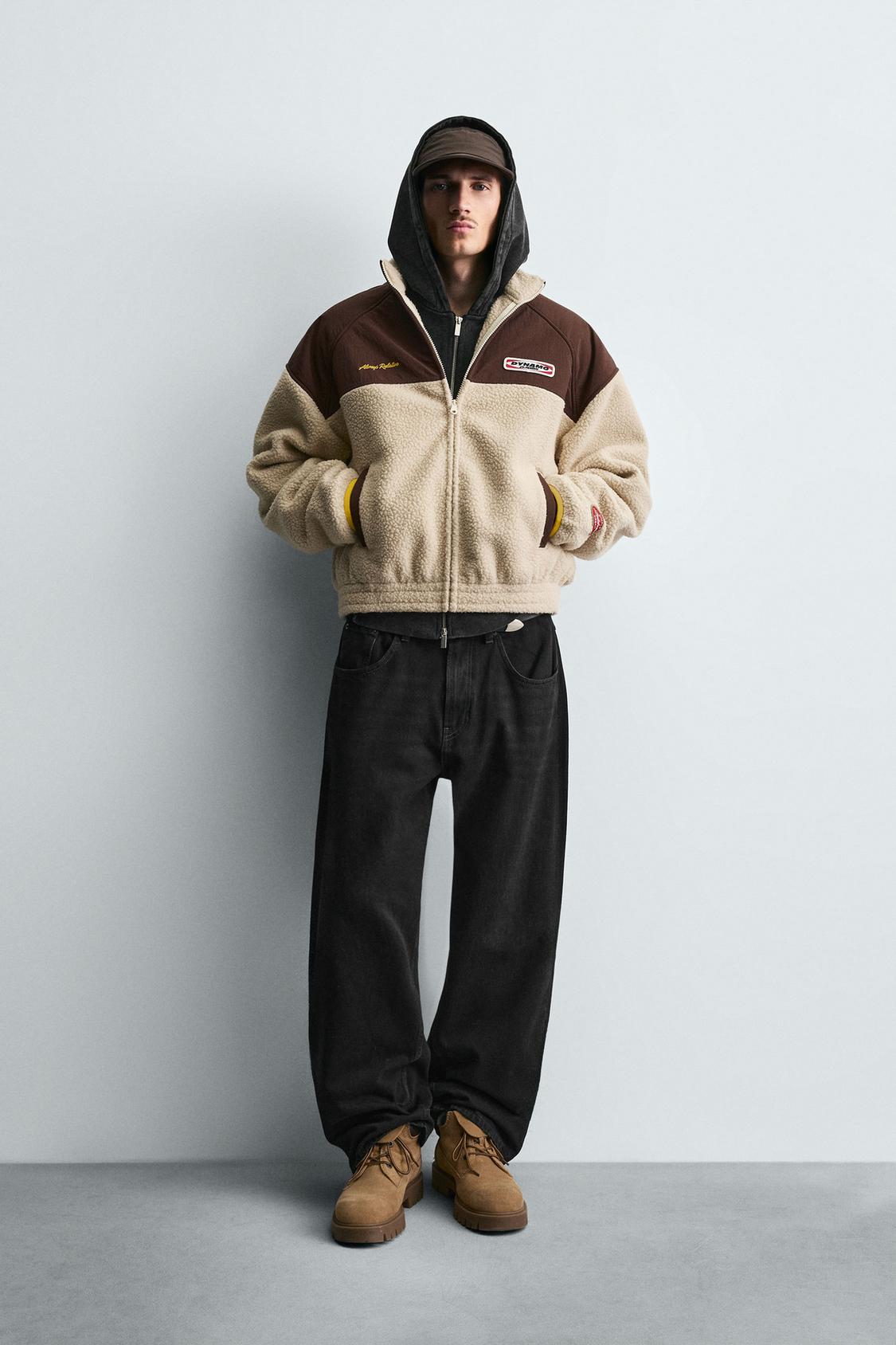 КОМБИНИРОВАННАЯ КУРТКА ИЗ КОНТРАСТНОГО ФЛИСА ZARA