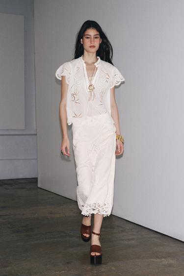 ZW COLLECTION EMBROIDERED TOP - Oyster-white by Zara - Image 0