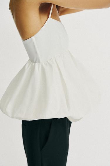 PUFF-SLEEVE STRAPPY TOP - Oyster-white by Zara - Image 4