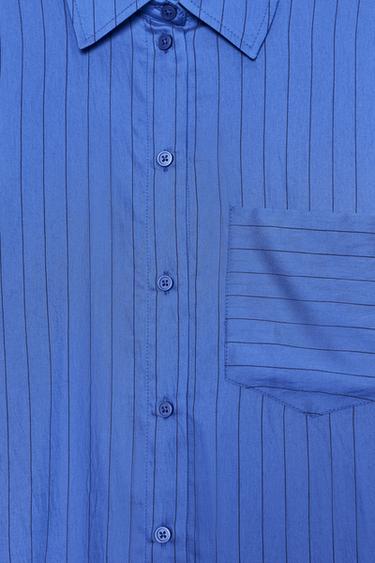 OVERSIZE STRIPED SHIRT ZW COLLECTION - blue/black by Zara - Image 6