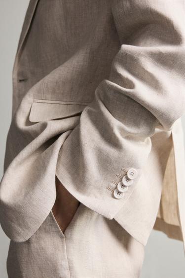 BLAZER DE TERNO 100% LINHO - Bege-claro da Zara