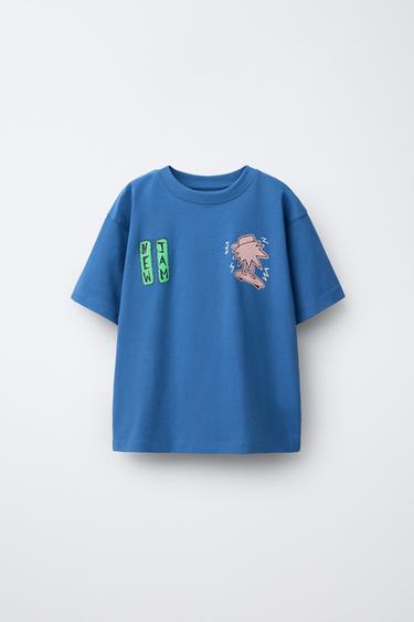 CAMISETA ESTAMPADA - Azul medio de Zara