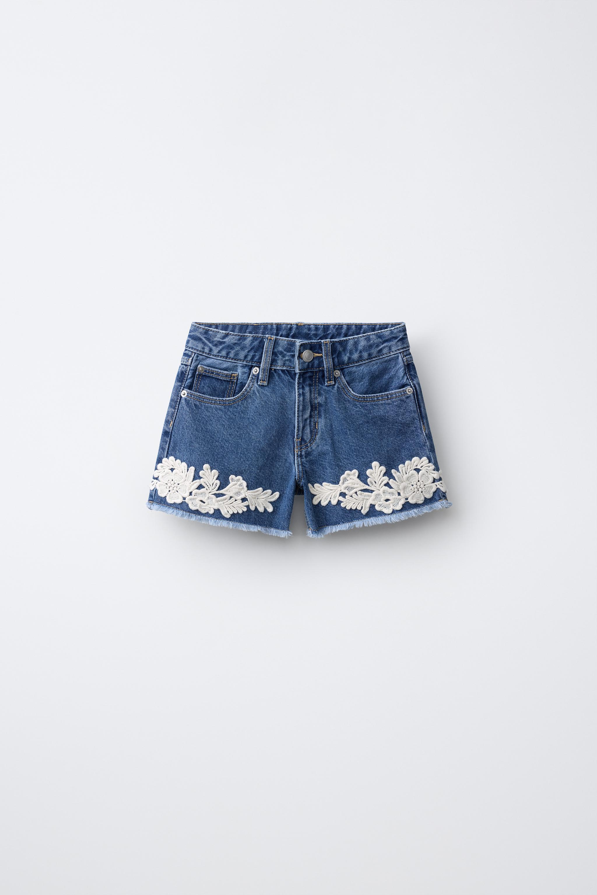 CROCHET DENIM BERMUDA SHORTS