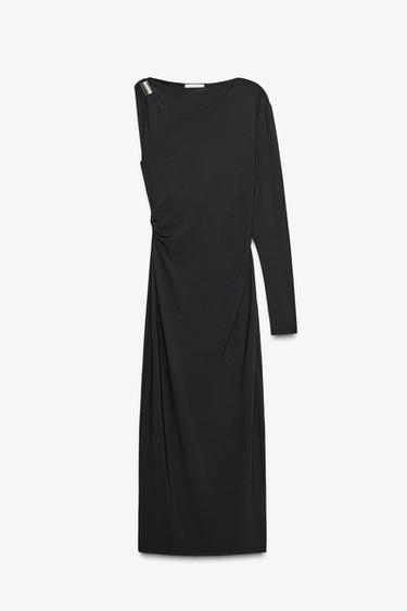 VESTIDO COM APLIQUE METÁLICO - Preto da Zara