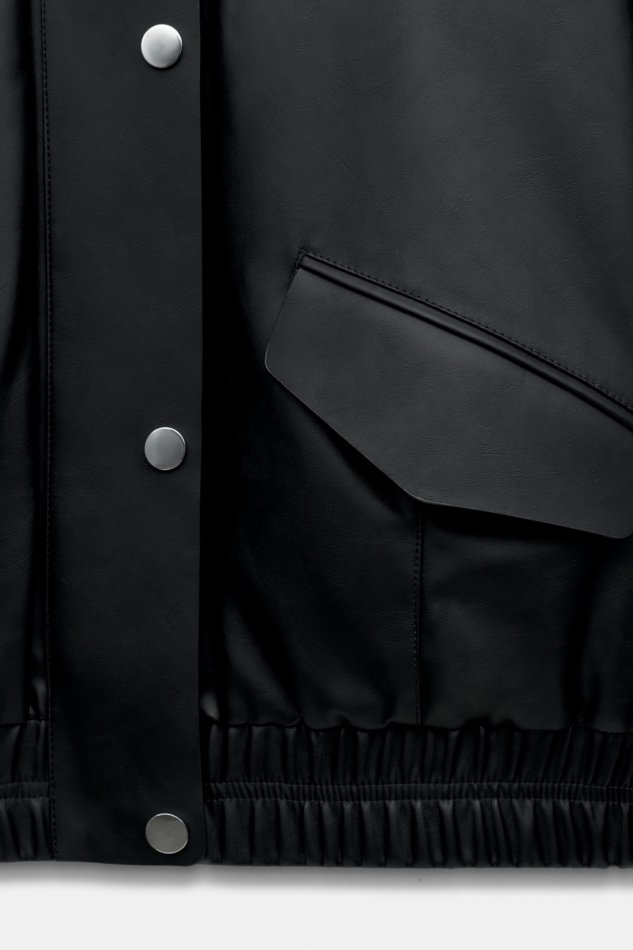 FAUX LEATHER HIGH-COLLAR JACKET