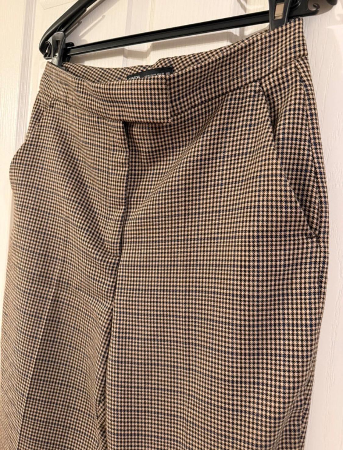 CHECKED FLARED TROUSERS - Image 2