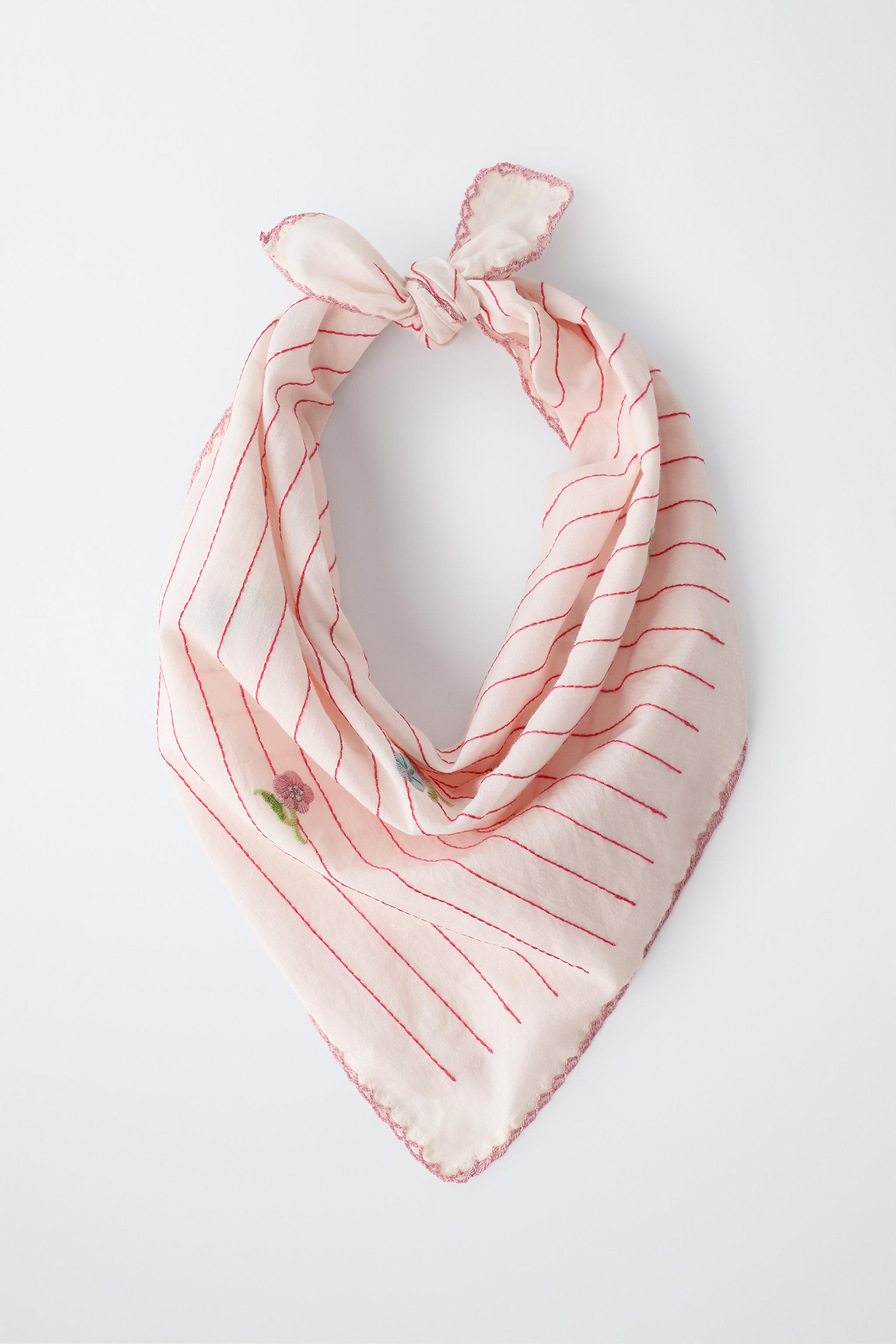 Детские аксессуары Zara EMBROIDERED STRIPED FLORAL BANDANA — фото 4