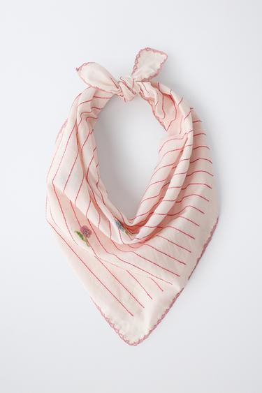 BANDANA RAYURES ET FLEURS BRODÉES - Rose de Zara - Image 3