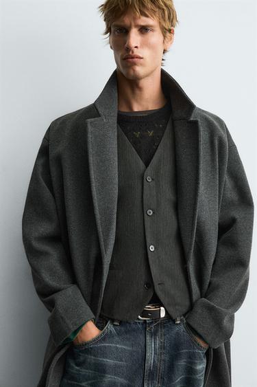 TEXTURED WATER-REPELLENT COAT - Anthracite Grey by Zara