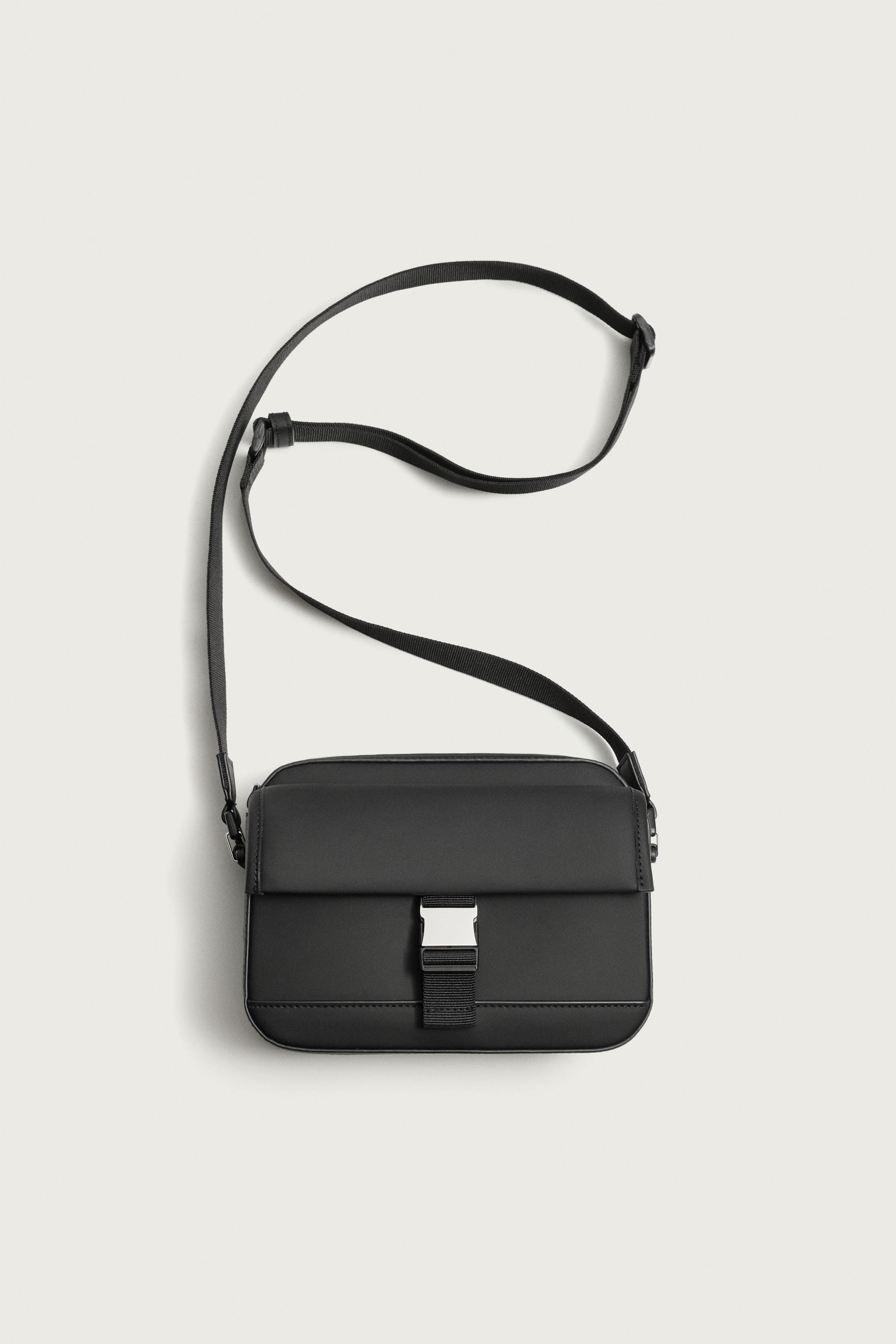 RUBBERIZED CROSSBODY BAG WITH BUCKLE