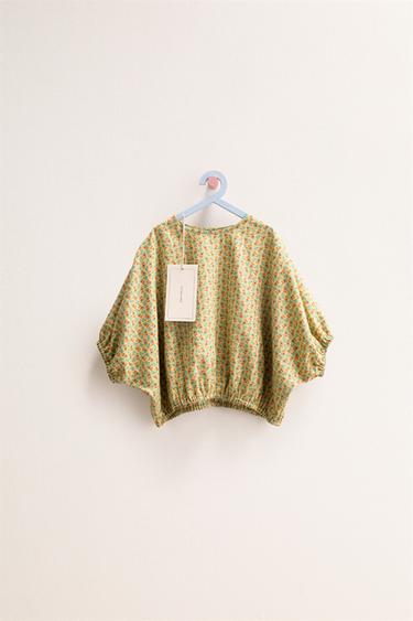 ZARA TIMELESS - TOP OVERSIZE À FLEURS AVEC LIN - Citron vert de Zara - Image 0