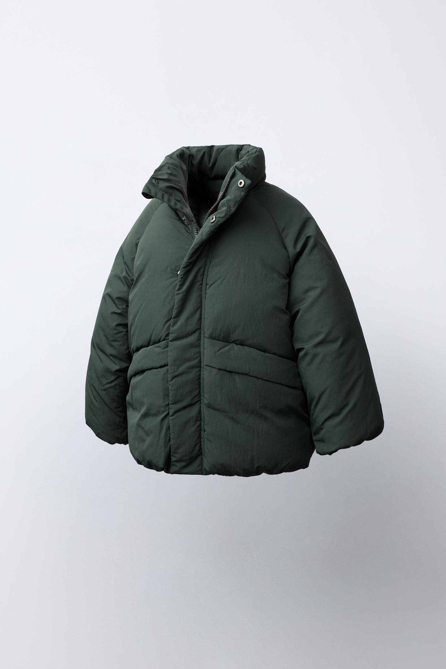 Детская куртка Zara Water-Repellent Puffer, цвет: Тёмный зелёный — фото 3