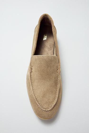 FLAT SPLIT SUEDE LOAFERS - Sand Brown by Zara