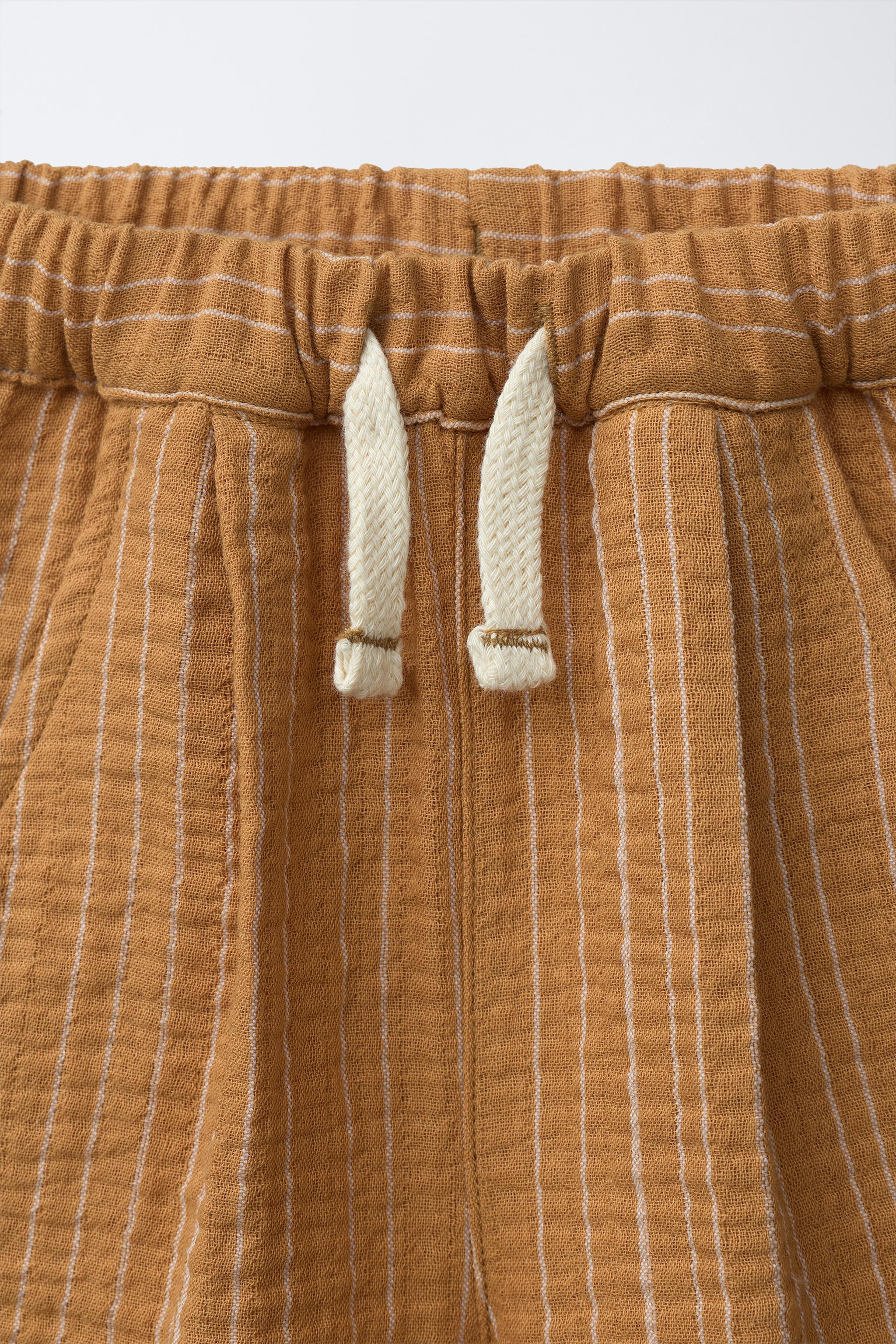TEXTURED STRIPED SHORTS - Caramel | ZARA United States