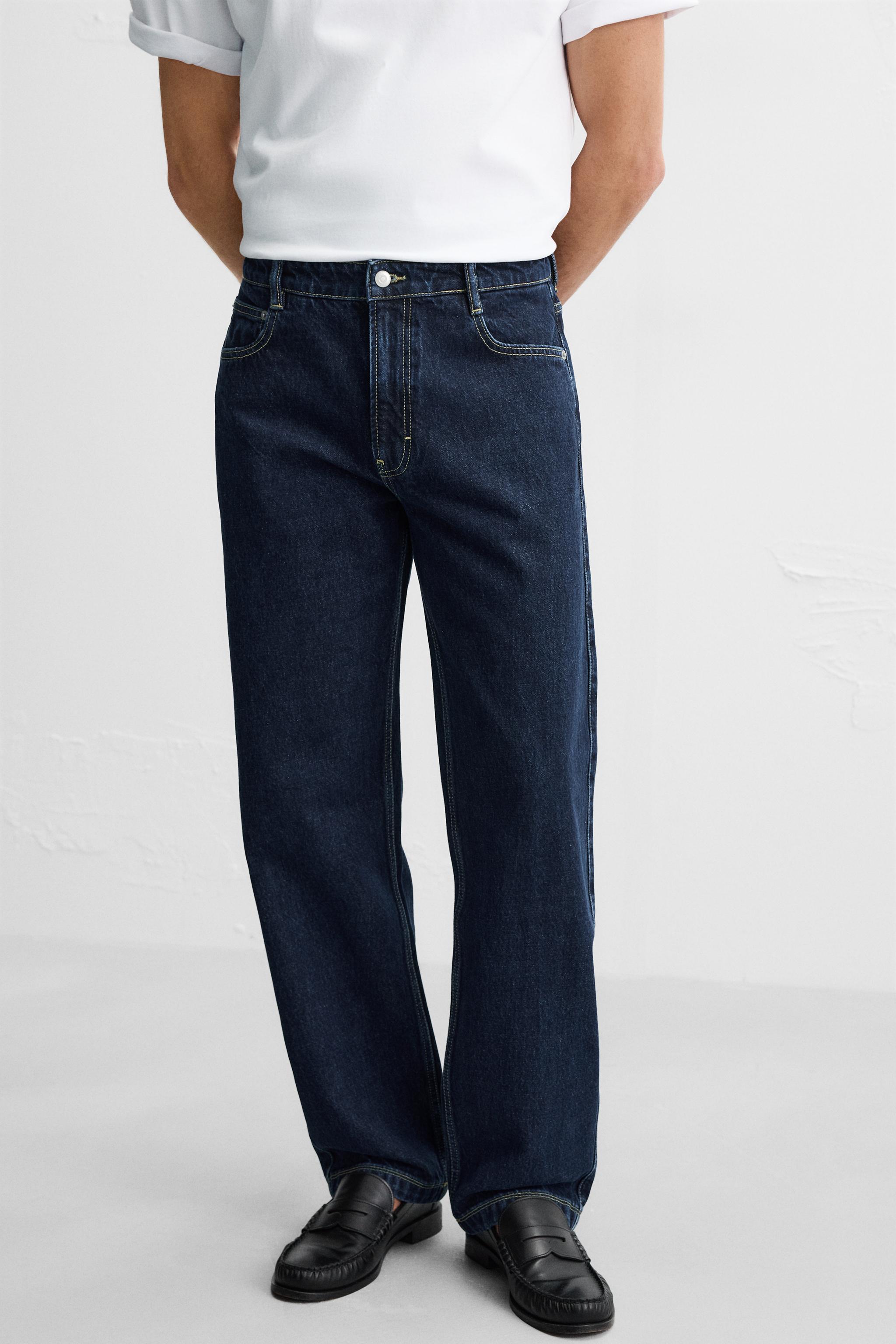 TOPSTITCH STRAIGHT FIT JEANS - Indigo | ZARA United States