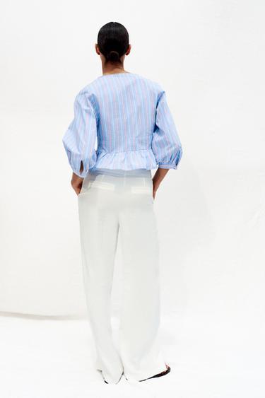 CHEMISE À RAYURES ET LACETS - Bleu / Blanc de Zara - Image 5
