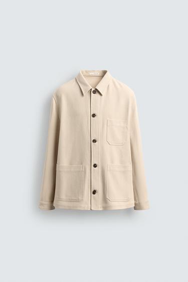 TEXTURED OVERSHIRT WITH POCKETS - Ecru by Zara