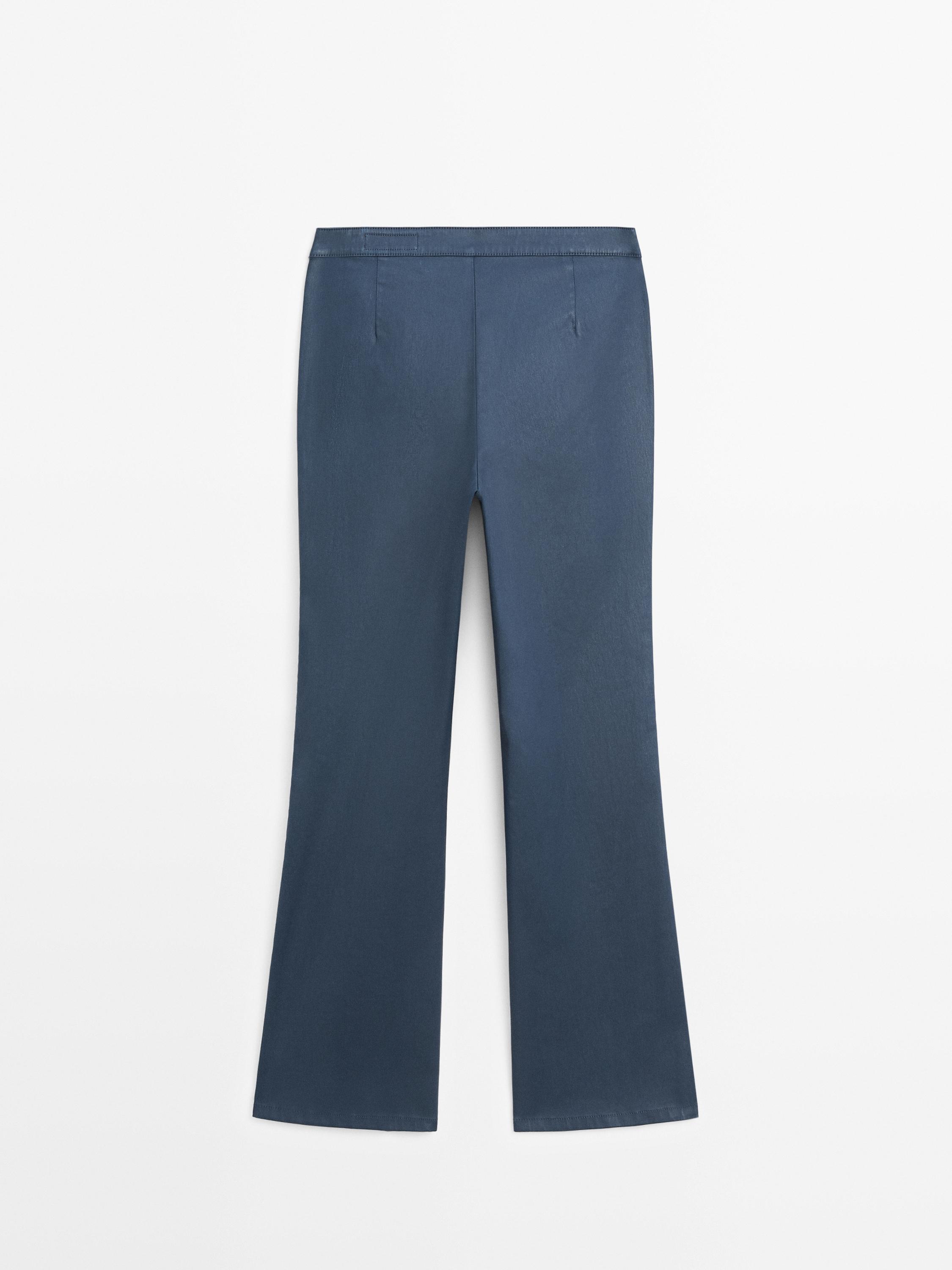 Pantalon flare cropped enduit